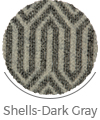 shells- dark gray color of shine wall-to-wall carpet