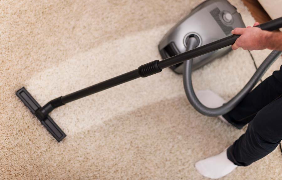 vacuuming a carpet