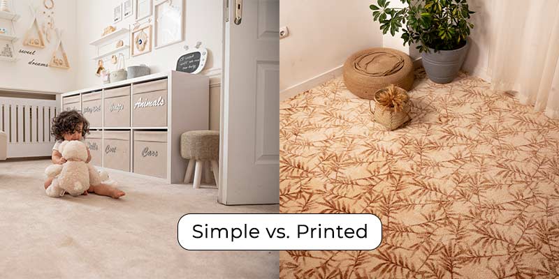 simple vs printed wall-to-wall carpet